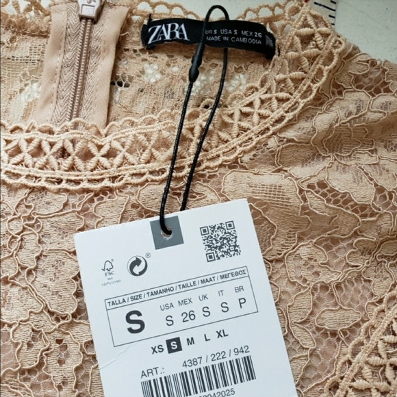 NWT Zara Long Sleeve Lace Crop Top - Picture 4 of 6